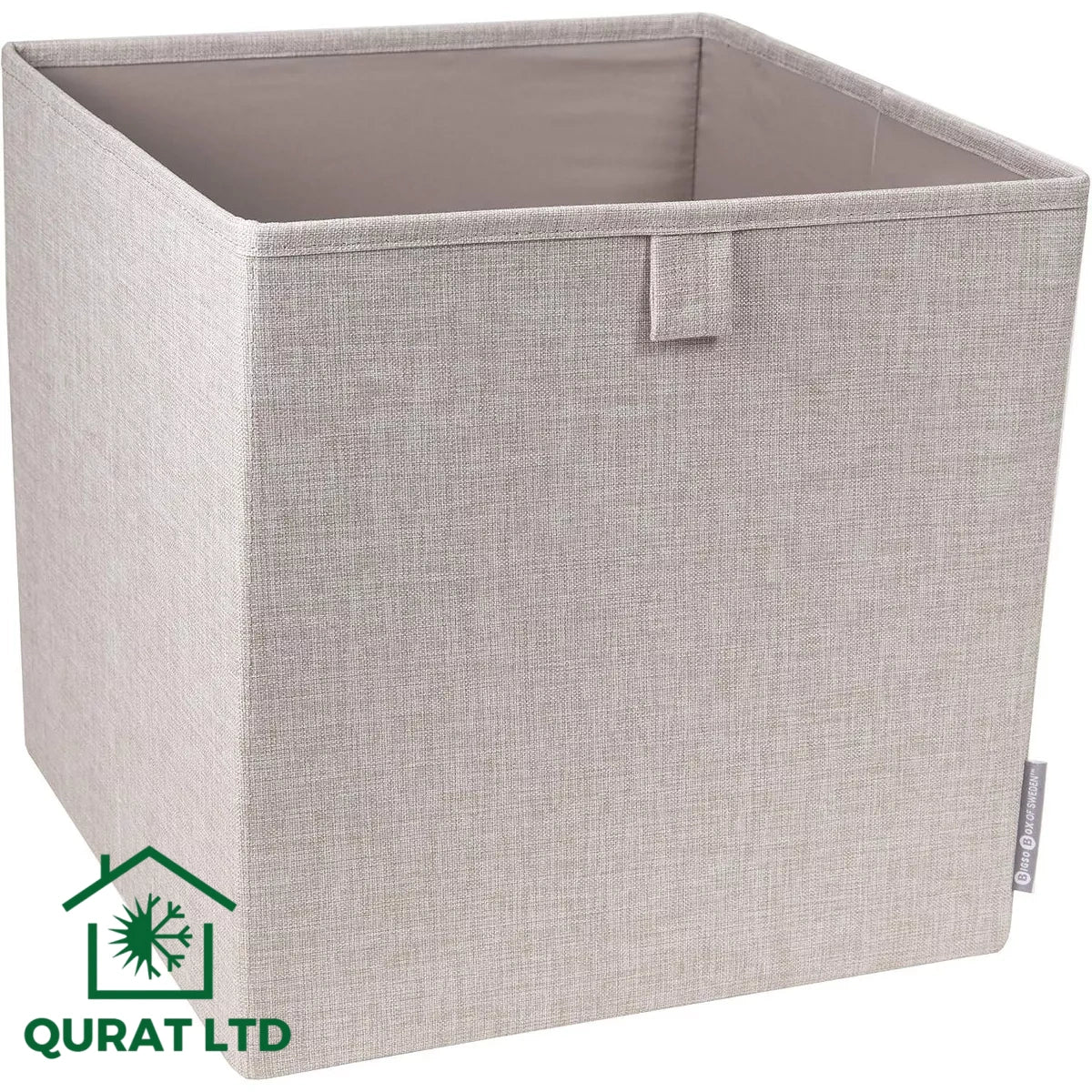 Bigso Soft Foldable Cube Storage Box – Multi-Purpose Organizer for Closets & Shelves – Beige/Grey