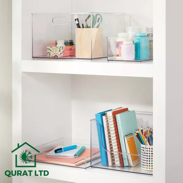 12" x 6" x 4" All Purpose Storage 1/2 Storage Bin - Brightroom™: Clear Plastic Decorative Container, No Assembly Required