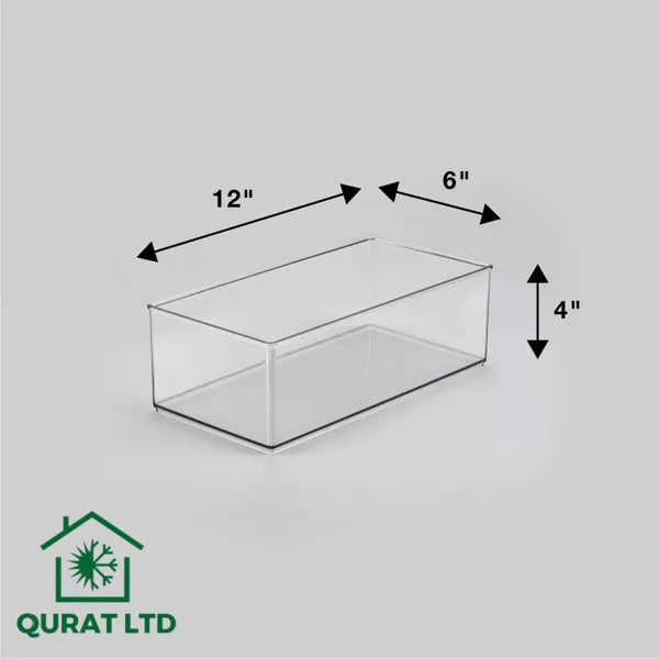 12" x 6" x 4" All Purpose Storage 1/2 Storage Bin - Brightroom™: Clear Plastic Decorative Container, No Assembly Required
