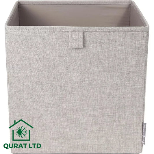 Bigso Soft Foldable Cube Storage Box – Multi-Purpose Organizer for Closets & Shelves – Beige/Grey